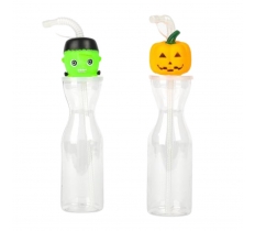 Pumpkin or Monster Clear 500ml Straw Bottle