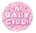 A Baby Girl Prism Round Foil Balloon 18"
