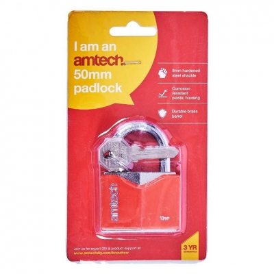 Amtech 50mm Rhombic Chrome Plated Iron Padlock