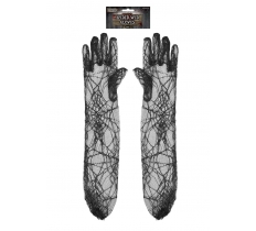 Black Spider Web Gloves (53cm)