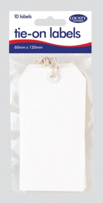 County Tie On Labels White 6 X 11cm