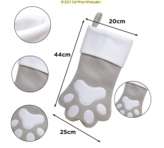 Deluxe Plush Silver Paw Print Stocking 40cm X 25cm