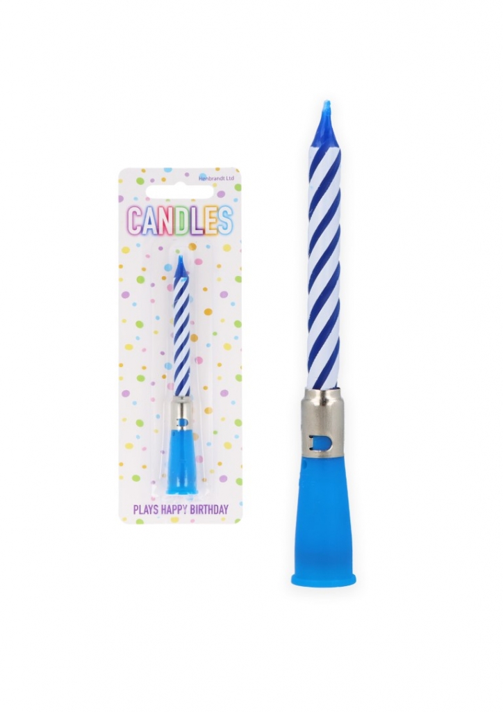 Blue Musical Birthday Candle (11.8cm) - Click Image to Close