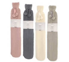 Long Hot Water Bottles with Luxury Plush Jacquard Stripe