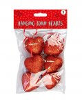 Valentines Day Hanging Foam Hearts 6 Pack