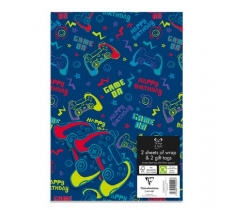 2x Gamer Gift Sheets and 2 Gift Tags included