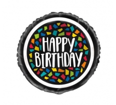 Colorful Mosaic Birthday Round Foil Balloon 18"