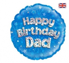 Oaktree 18" Happy Birthday Dad Blue Holographic