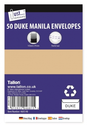 Tallon 50 Duke Manila Peal & Seal Envelopes 80Gsm