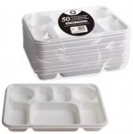 50Pc Reusable Deluxe Heavy Duty 7 Compartment Plastic plate