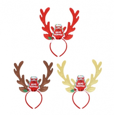 Glitter Reindeer Antler Headband with Holly (33cm x 29cm)