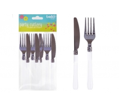 Reuseable Party Cutlery Set 8Pc White