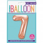 Rose Gold Number 7 Shaped Foil Balloon 34"