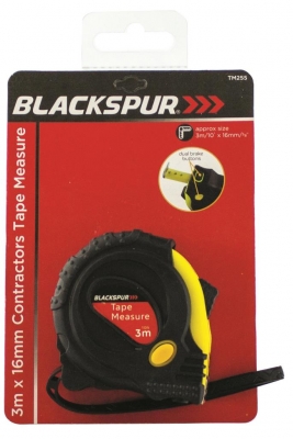 Blackspur 3M x 16mm Contractors Dual Blade Tape Measure