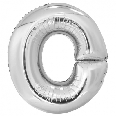 Silver Letter O Shaped Foil Balloon 34" Pack aged