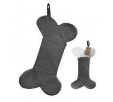 Deluxe Plush Knitted Grey Bone Shape Stocking 40cm X 25cm