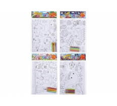 Giant Colouring Sheets With Pencils 120 X 90cm ( Assorted )