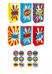 Comic Impact Paper Party Bags With Stickers X 12