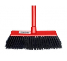 Large Hard Broom With Red Handle