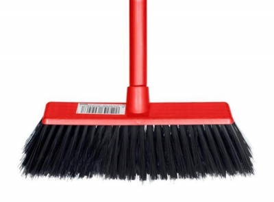 Large Hard Broom With Red Handle