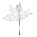 Poinsettia Velvet Glitter 22Cm White