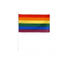 RAINBOW PRIDE HAND FLAG (29CM X 17CM)WOODEN STICK