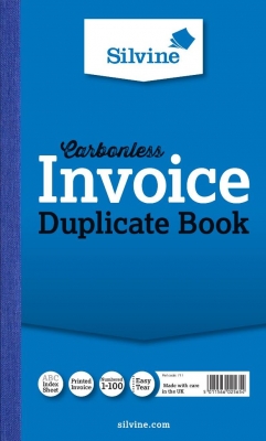 Silvine Carbonless Duplicate Invoice Book 210mm X 127mm