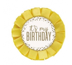 GOLD FOIL CONFETTI "IT'S MY BIRTHDAY" BADGE