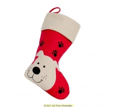 Deluxe Plush Red Dog With Black Paws Stocking 40cm X 25cm