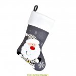 Deluxe Plush Santa Grey Knitted Stocking 40cm X 25cm