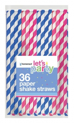 Striped Shake Paper Straws 36 Pack
