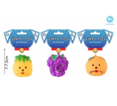 VINYL SQUEAKY FRUIT DOG TOY ASSORTED COLOURS