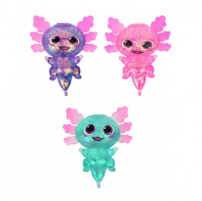 Sparkly Axolotl Squeeze Toy with Sugar/Maltose Filling (9cm)