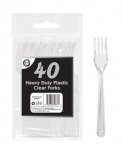 40Pc Heavy Duty Plastic Clear Forks