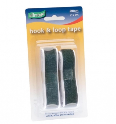 Ultratape 20mm X 1M Black Hook & Loop