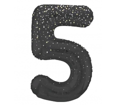 34" GLITZ 5 Black Printed Prism Foil Balloon Numeral