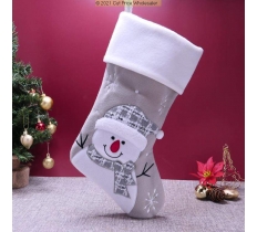 Deluxe Plush Silver Fluffy Hat Snowman Stocking 40cm X 25cm