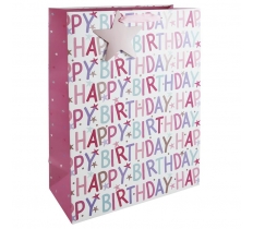 Pink Birthday Text Ex Large Bag