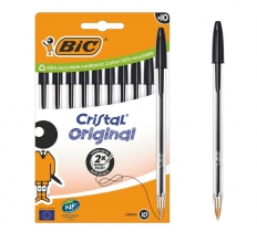 BIC Cristal Ballpoint Pen Medium Black 10 Pack