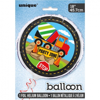 Construction Party Round Foil Balloon 18"