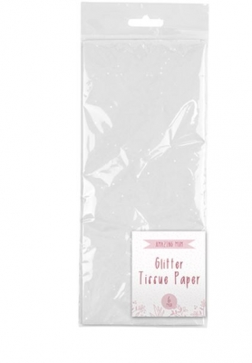 White Glitter Tissue Paper 6 Sheets