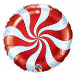 9" Round Candy Swirl Red Balloon