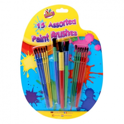 Tallon Assorted Plastic Handle Paint Brushes 15 Pack