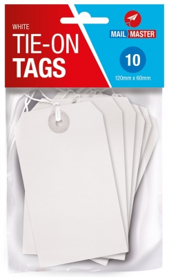 Mail Master White Strung Tags Pack Of 10