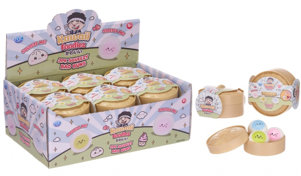 Kawaii Foodiez Squeezy Bao Buns 3 pack Dumpling 4.5cm - Click Image to Close