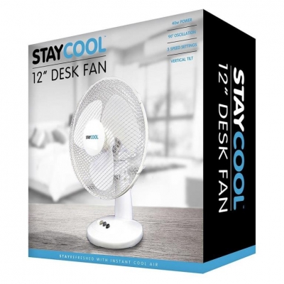 Lloytron Stay Cool 12" Oscillating (30cm) 40w Desk Fan