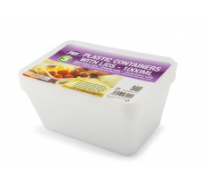Food Containers & Lids Plastic 1000ml 3Pc
