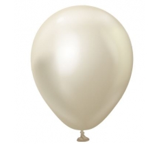 Kalisan 5" Mirror White Gold Latex Balloons 100 Pack