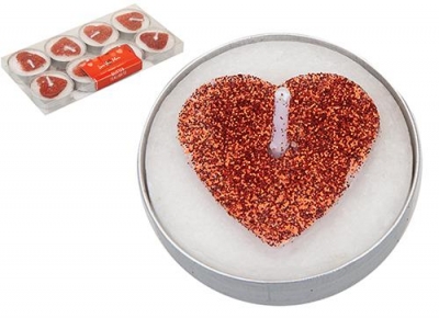 Glitter Heart Tealight Candles 8 X 10g