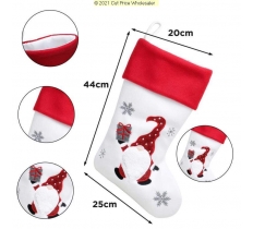 Deluxe Plush White Red Top Nordic Santa Stocking 40cm X 25cm